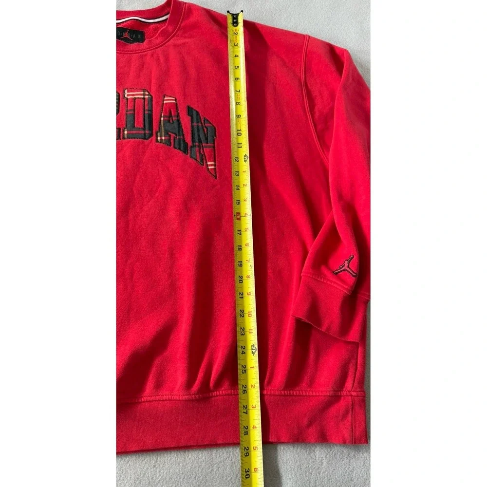 Jordan Brand Red Plaid Holiday Fleece Crew Sweatshirt Men's Size 2XL DV1574-612
